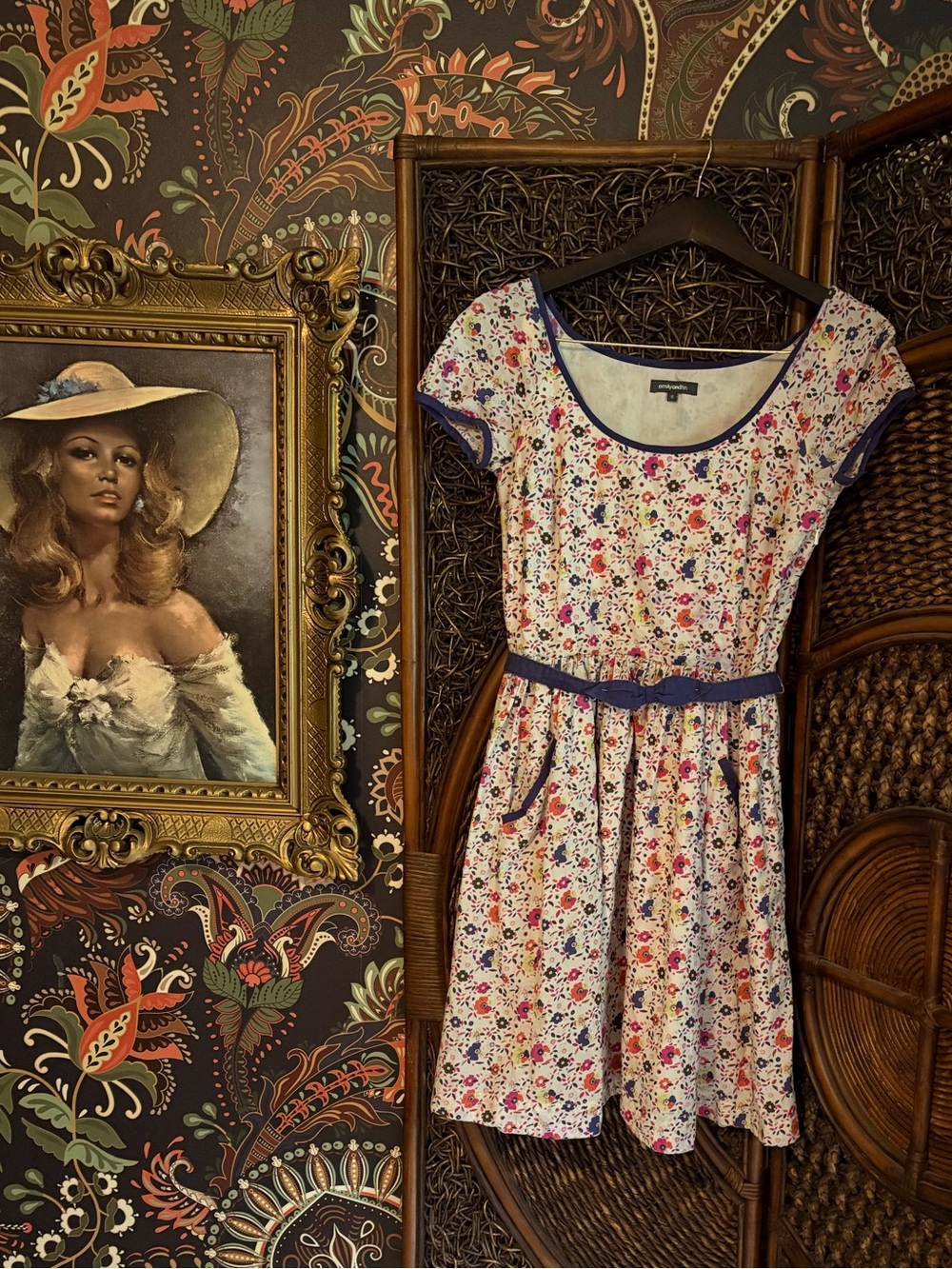 ModCloth Emily and Fin Country Homeward Dress Twee vintage size S early 2000s